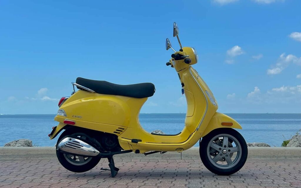 Rent A Vespa LX 50 in Yellow | Vespa Motorcycle Rentals In Miami, FL